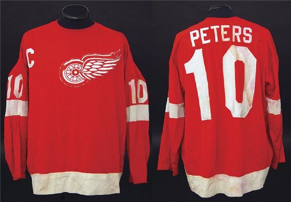 Hockey Sweaters - Late 1960’s Jimmy Peterson Game Worn Detroit Red Wings Jersey