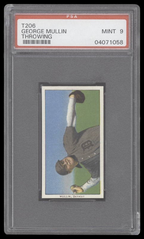 Baseball and Trading Cards - T206 George Mullin Throwing PSA 9 Mint