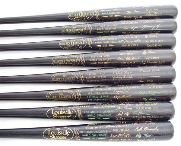 Bats - Black Presentational Bat Collection (8) Including 1961 Yankees & 1969 Mets