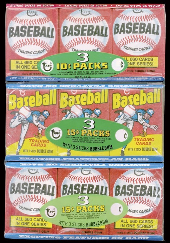 Unopened Cards - 1974-1980 Topps Baseball Wax Tray Packs (7)