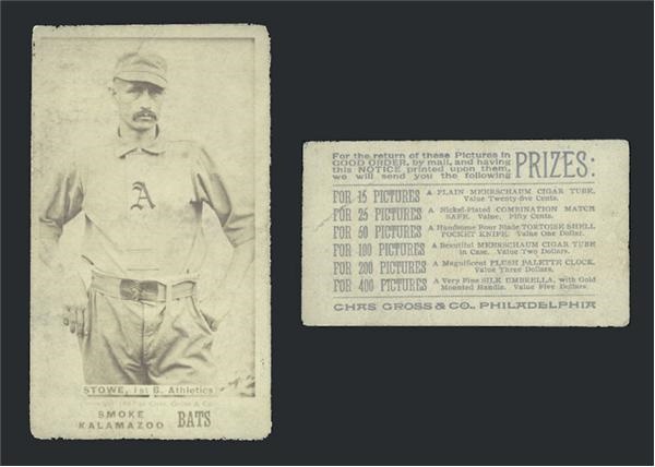 Baseball and Trading Cards - 1887 Kalamazoo Bats Harry Stowe (Stovey)