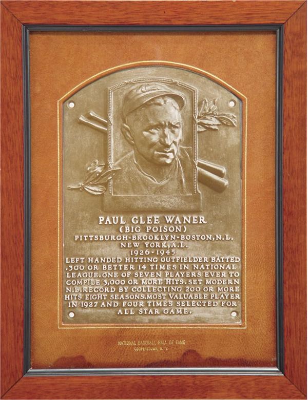 Clemente and Pittsburgh Pirates - Paul Waner's Hall of Fame Plaque