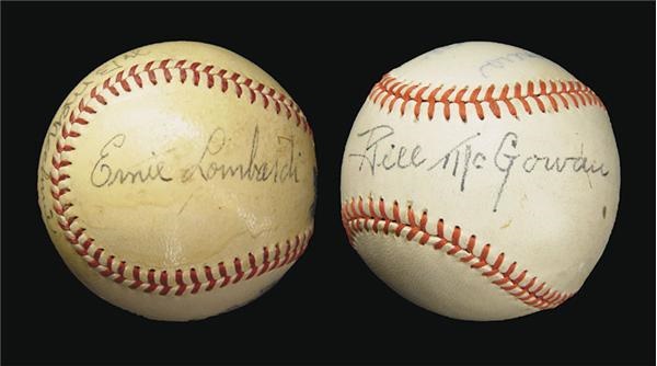 Brian Strum Collection - Umpires Signed Ball w/ McGowan & Cincinnati Reds Signed Ball w/ Lombardi