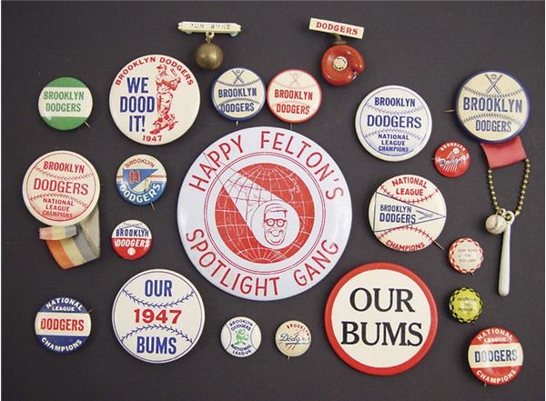 Brian Strum Collection - 1940s-50s Brooklyn Dodgers Celluloid Pins (22)