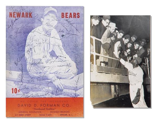 Brian Strum Collection - 1946 Jackie Robinson Signed Newark Bears Program with Unsigned Photo