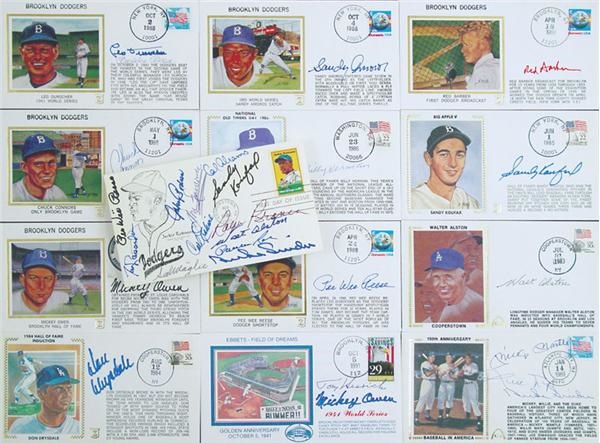 Brian Strum Collection - Brooklyn Dodgers Signed Postal Covers (80)