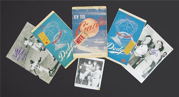 Brian Strum Collection - Brooklyn Dodgers No Hitters Signed Photo, Program & Ticket Stub Collection (11 pieces)