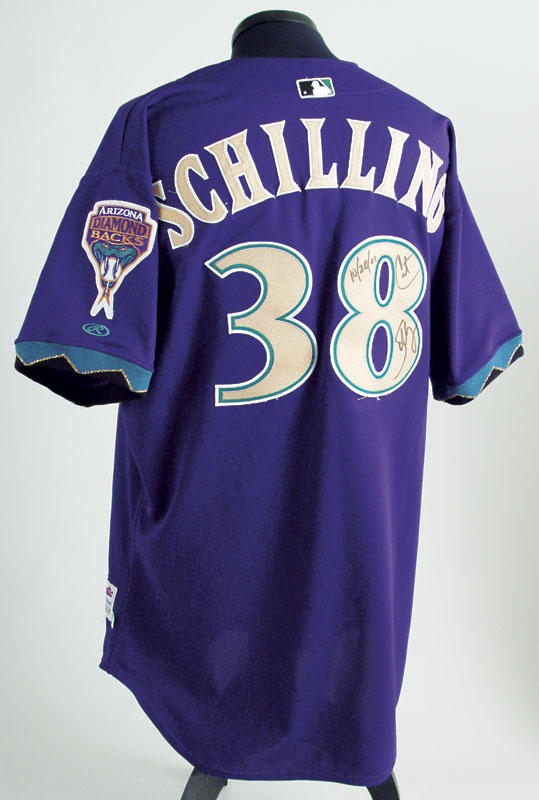 Baseball Jerseys - 2001 Curt Schilling Autographed Game Used Alternate Jersey