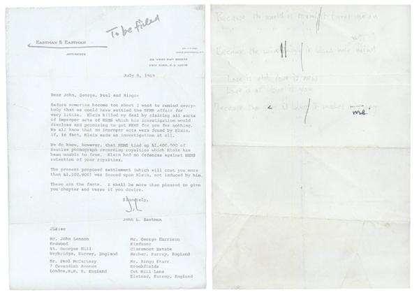 John Lennon Handwritten "Because" Lyrics (8x11")