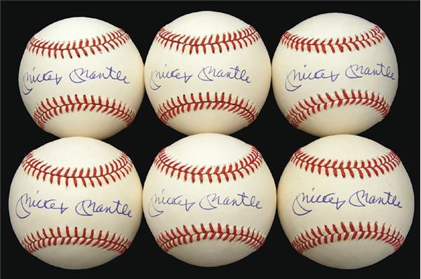 NY Yankees, Giants & Mets - Mickey Mantle Single Signed Baseballs (6)