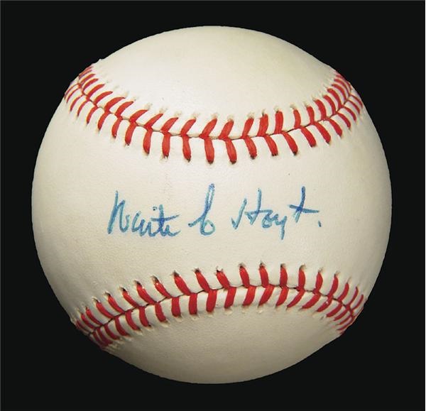 Single Signed Baseballs - Waite Hoyt Single Signed Baseball