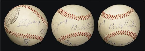 NY Yankees, Giants & Mets - 1928 Babe Ruth & Lou Gehrig Signed Baseball