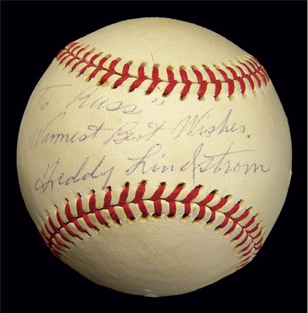 Freddy Lindstrom Single Signed Baseball