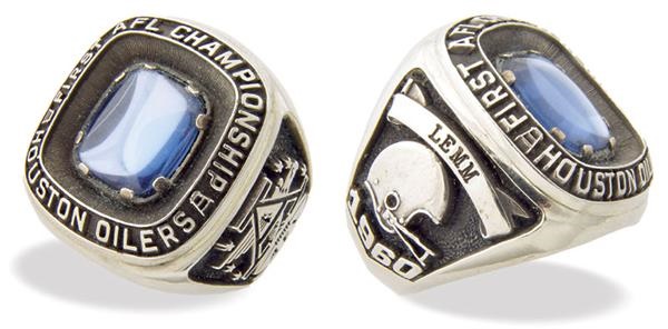 Football - Wally Lemm's 1960 AFL Houston Oilers Championship Ring