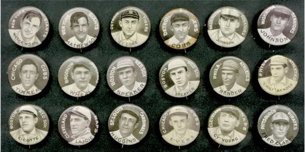 Baseball and Trading Cards - 1910-1912 Sweet Caporal P2 Pins Near Set (204/205)