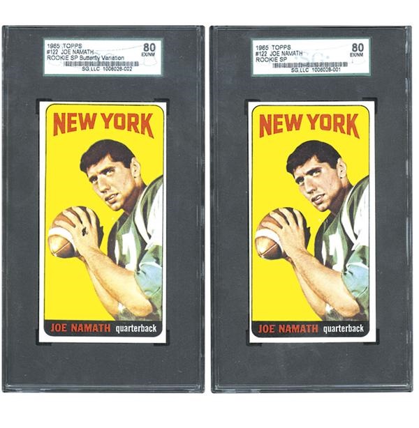 Football Cards - 1965 Topps Joe Namath (2) SGC 80 w/ Butterfly Variation