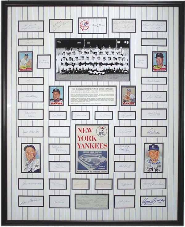 NY Yankees, Giants & Mets - 1961 New York Yankees Signature Display (34x42”)