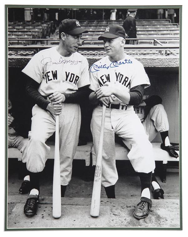 Baseball Autographs - Joe DiMaggio & Mickey Mantle Signed 16 x 20" Photo