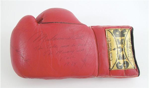 Muhammad Ali - 1974 Muhammad Ali Inscribed "the Mummy Will Fall" Training Glove
