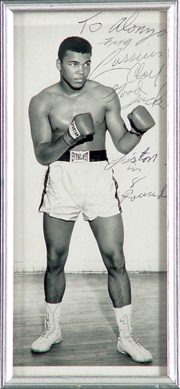 - 1964 Cassius Clay Signed "Liston in 8 Rounds" Photo (4x8")