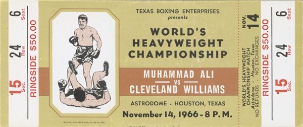 Muhammad Ali - November 14, 1966 Muhammad Ali vs. Cleveland Williams Full Ticket (2.5x6")