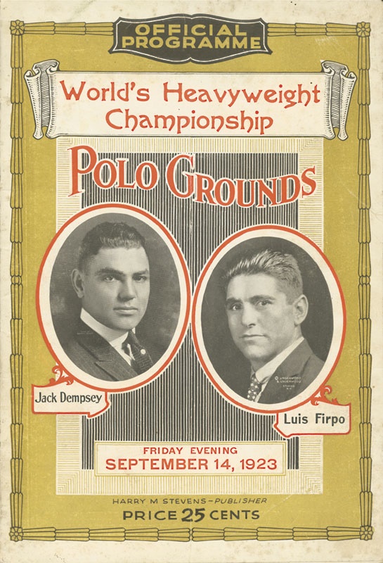 1923 Jack Dempsey vs. Luis Firpo Fight Program