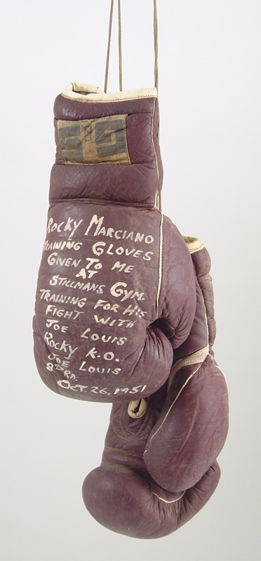 Muhammad Ali & Boxing - 1951 Rocky Marciano Training Gloves for Joe Louis Fight