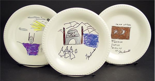 Muhammad Ali - Ali Hand Painted and Autographed plates (3)