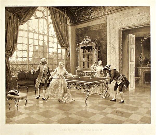 1896 Billiards Print by Alonzo Perez
