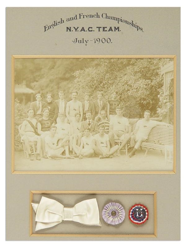 1900 U.S. Olympic Team Framed Albumen Photo and Badges