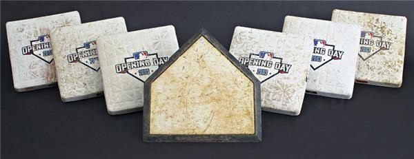 Set of 2003 American League Opening Day Game Used Bases & Plate (7)