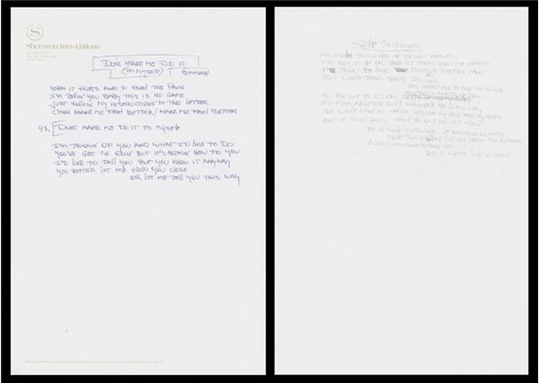 KISS - KISS Gene Simmons Handwritten Double-Sided Lyric Sheet (7.5x10.75")