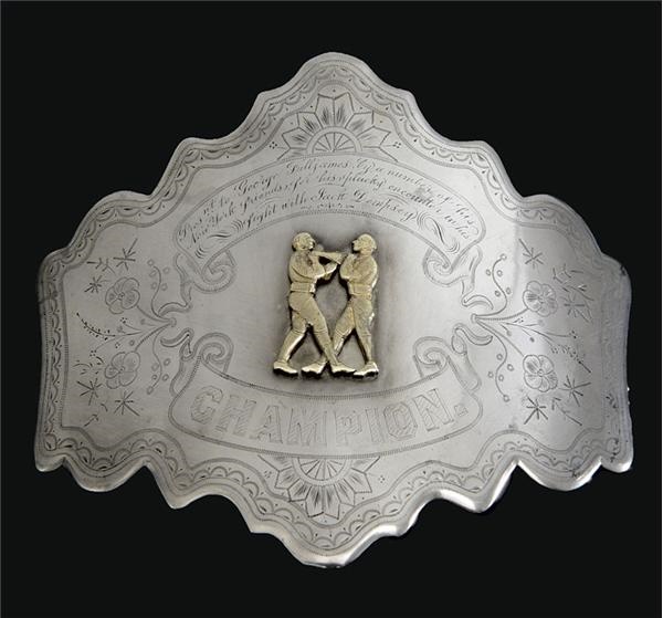 - 1884 Jack Dempsey (Non Pareil) vs. George Fulljames "Champion" Belt Buckle