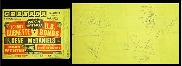 Rock - Johnny Burnette Gary U.S Bonds Signed 1963 Flyer