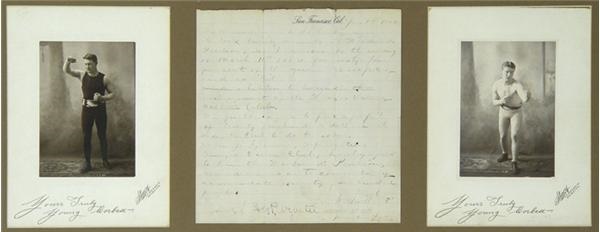 - Young Corbett II (William H. Rothwell) Signed Contract and Photo Display (30.5x15.5")
