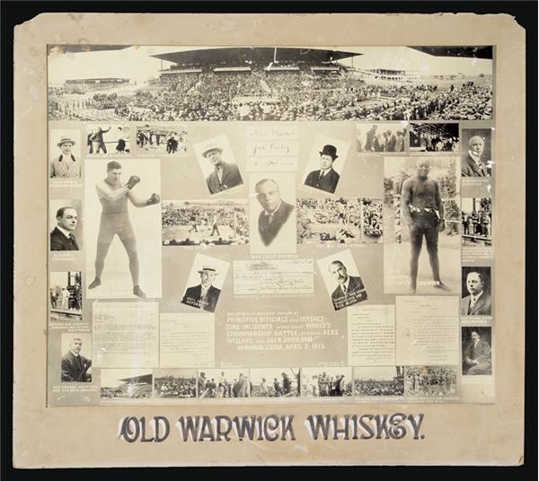 Muhammad Ali & Boxing - Jack Johnson & Jess Willard Old Whiskey Ad (27x24")