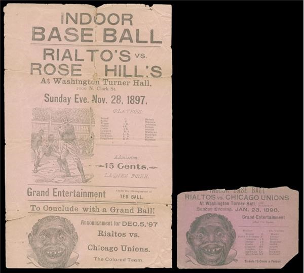 Baseball Memorabilia - 1897-98 Chicago Unions Flyer & Ticket
