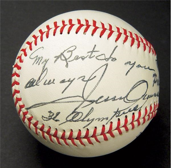 Single Signed Baseballs - Awesome Jesse Owens Single Signed Baseball