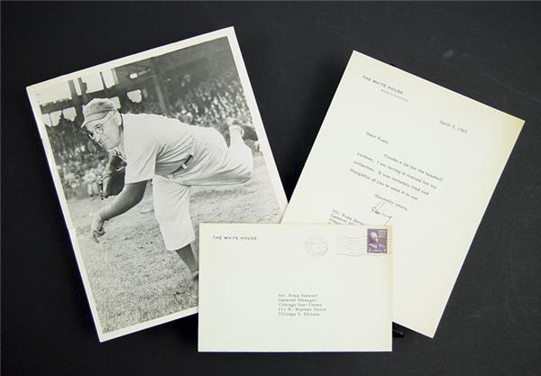 Harry S. Truman Baseball Photo & Letter w/ Baseball Content