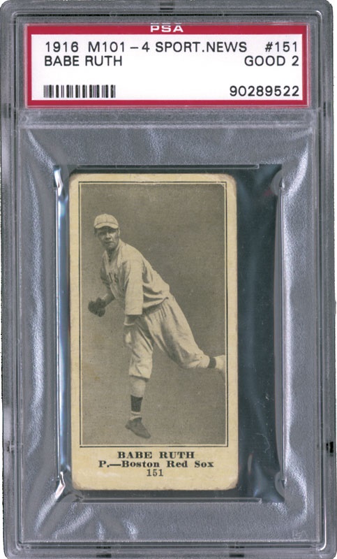 Baseball and Trading Cards - 1916 M101-4 Sporting News Babe Ruth PSA 2