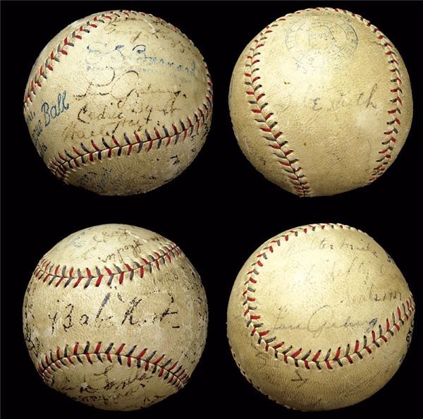 Autographed Baseballs - (2) Babe Ruth & Lou Gehrig Signed Baseballs