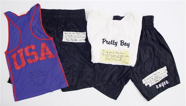 Muhammad Ali & Boxing - Floyd and Roger Mayweather Fight Worn Trunks Robe & Shirt