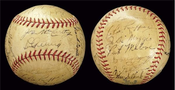 Autographed Baseballs - 1937 New York Yankee Team Signed Baseball