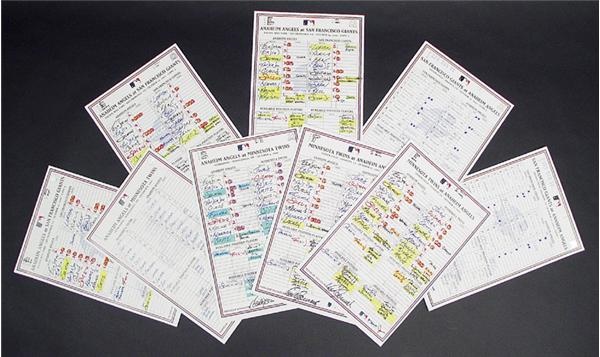 Ernie Davis - 2002 World Series & Post Season Lineup Cards (9)