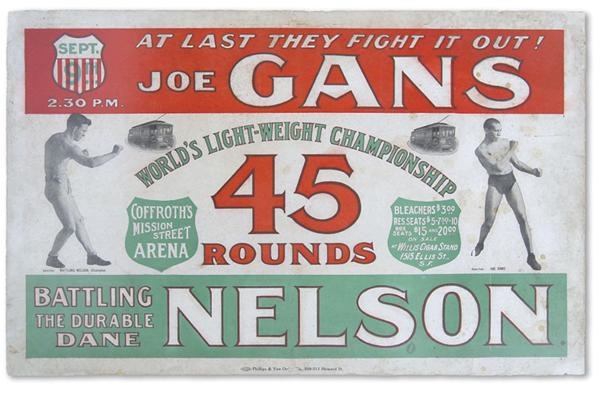 Amazing 1908 Joe Gans vs. Battling Nelson Site Poster