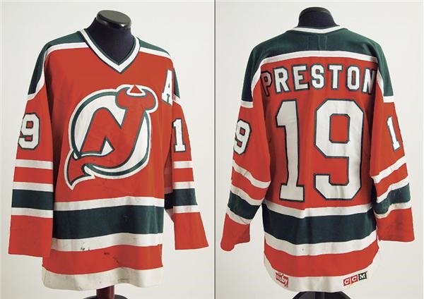 Hockey Sweaters - 1985-86 Rich Preston New Jersey Devils Game Worn Jersey