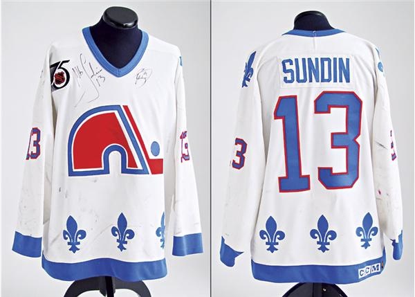 Hockey Sweaters - 1991-1992 Quebec Nordiques Mats Sundin Game Worn Jersey