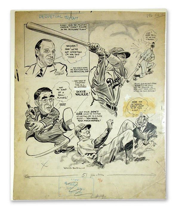 Dodgers - Willard Mullin Original Artwork for <i>The Sporting News </i>(16x20")