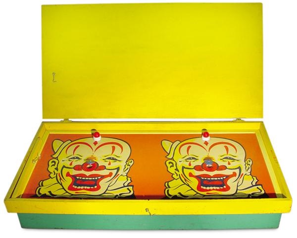 - 1940s “Two Scary Clowns” Circus Toss Mechanical Game