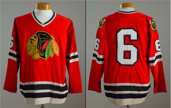 Hockey Sweaters - Late 1960's Chicago Blackhawks Game Worn Red Jersey